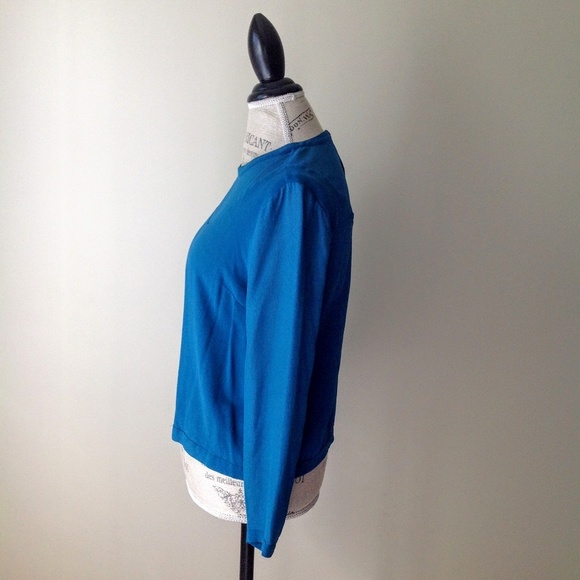 J. Crew | Silk Back Button up TEAL Tonal Blouse - Picture 5 of 8